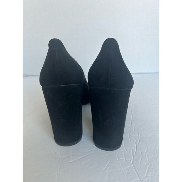 Stuart Weitzman Black Suede Almond Toe Block High Heel Slip On Pump Shoes 8.5M - Picture 8 of 11